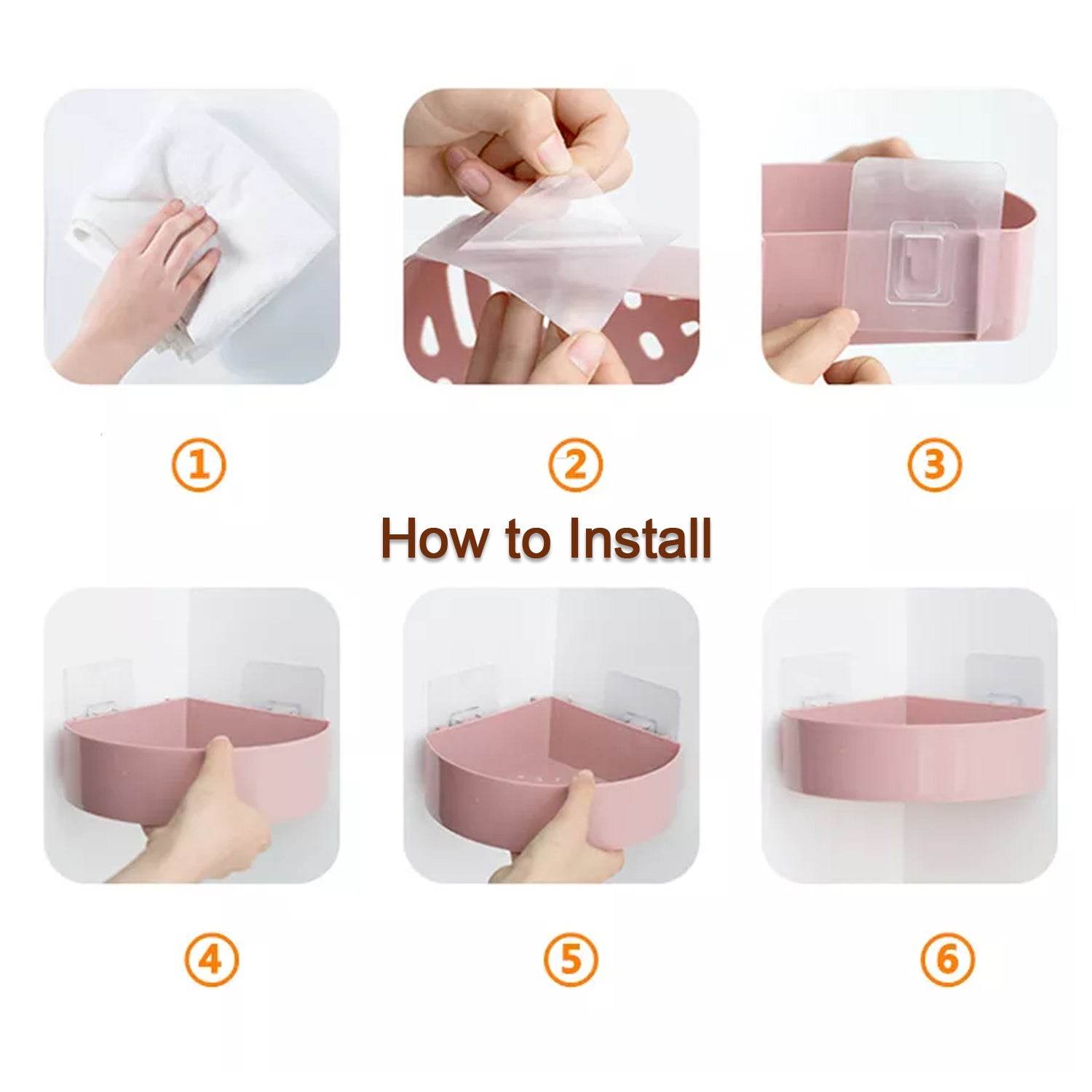 Corner Shelf Bathroom Kitchen Rack Self Adhesive Shower Caddy Plastic Triangle Wall Mount Storage Basket - infinityexculsivestore.com