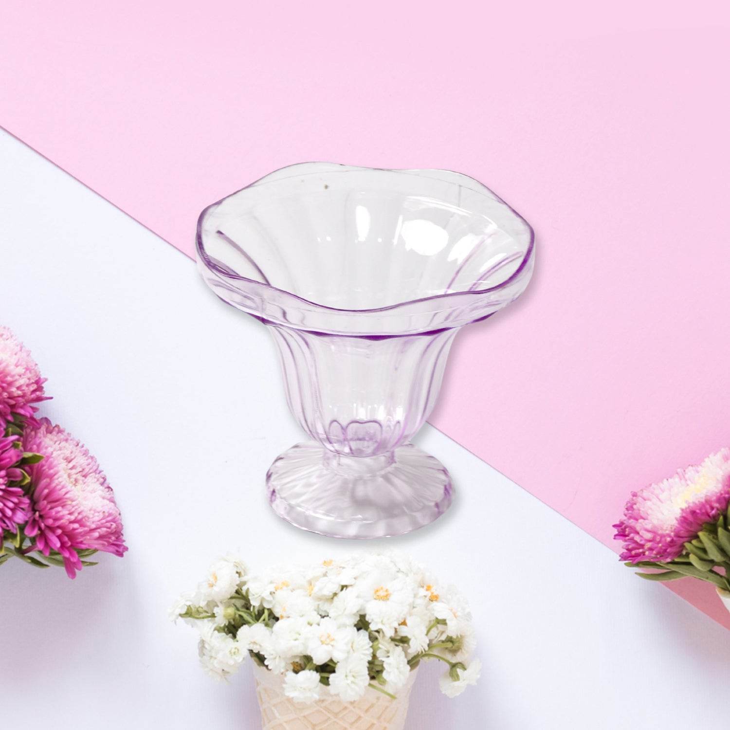 Crystal Plastic Ice-Cream Bowl, Home & Kitchen Serving Platter or Dessert Cup for Sundae, Sweets, Snacks, Fruit, Pudding, Nuts or Dip, Serving Bowls (Crystal Cups, Set of 6) - infinityexculsivestore.com