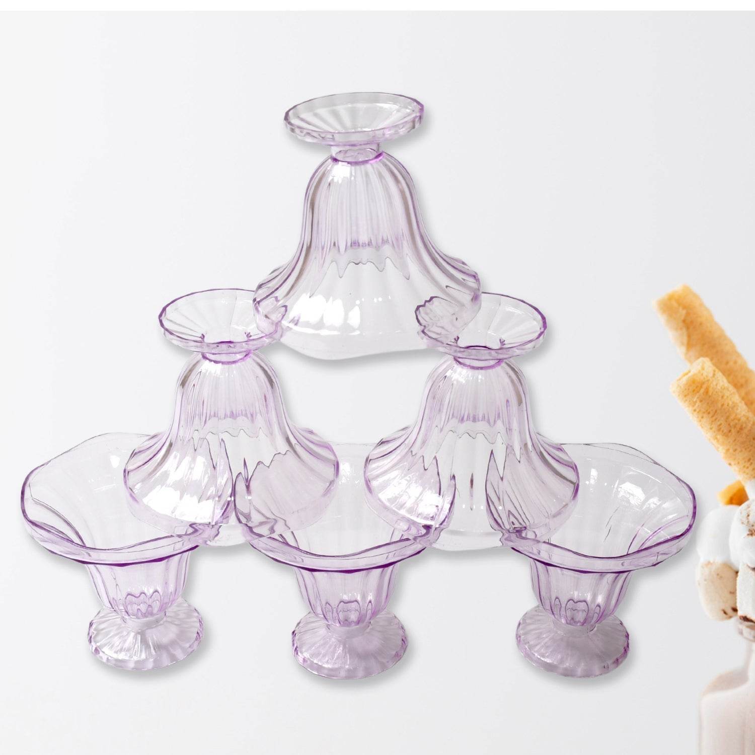 Crystal Plastic Ice-Cream Bowl, Home & Kitchen Serving Platter or Dessert Cup for Sundae, Sweets, Snacks, Fruit, Pudding, Nuts or Dip, Serving Bowls (Crystal Cups, Set of 6) - infinityexculsivestore.com