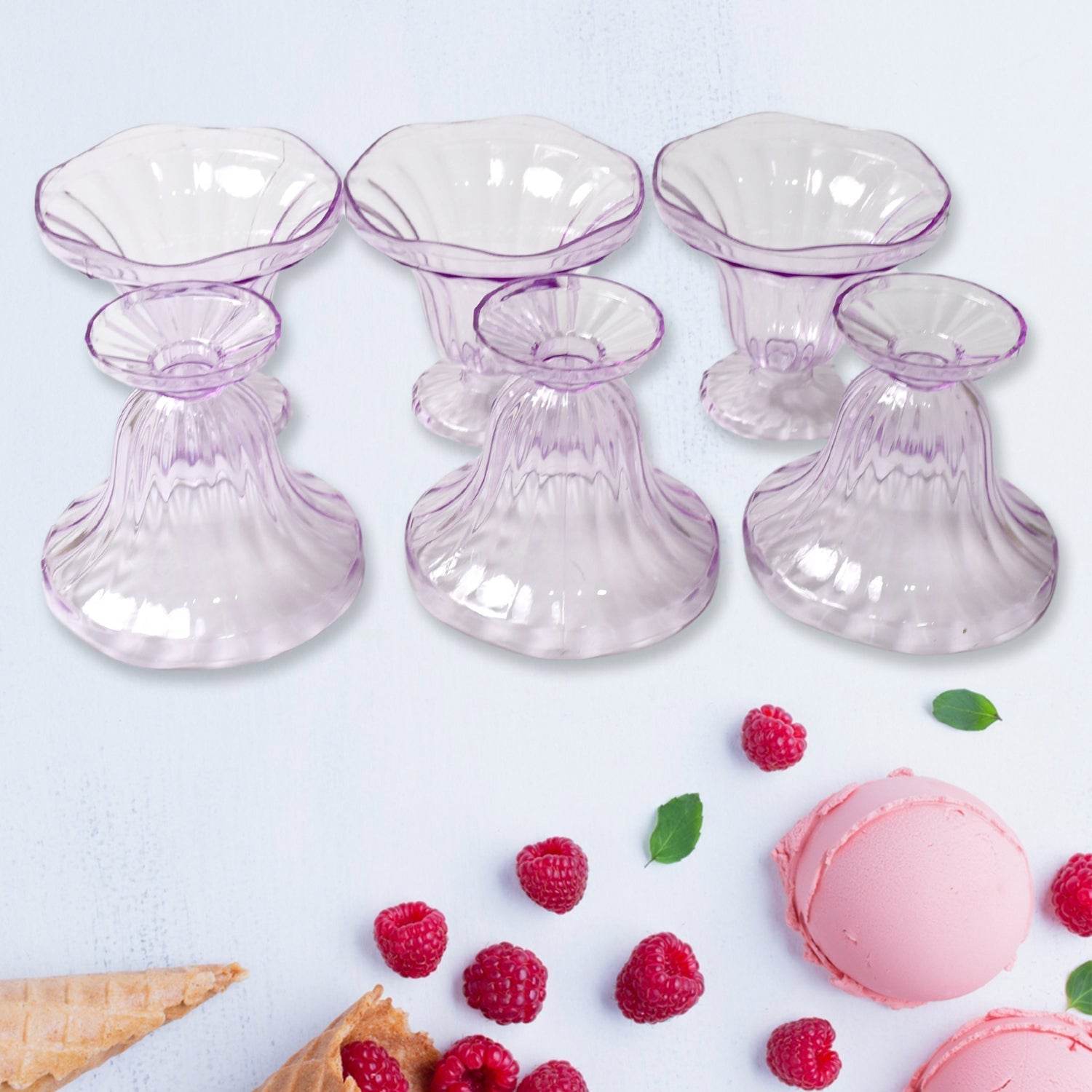 Crystal Plastic Ice-Cream Bowl, Home & Kitchen Serving Platter or Dessert Cup for Sundae, Sweets, Snacks, Fruit, Pudding, Nuts or Dip, Serving Bowls (Crystal Cups, Set of 6) - infinityexculsivestore.com