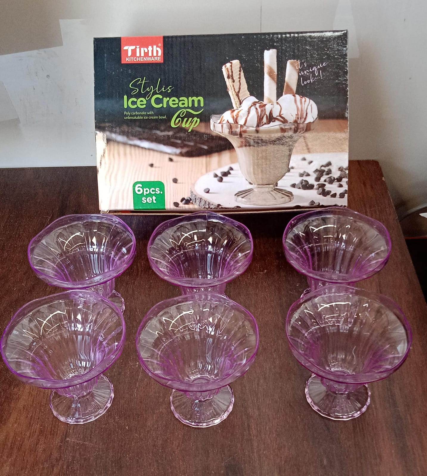 Crystal Plastic Ice-Cream Bowl, Home & Kitchen Serving Platter or Dessert Cup for Sundae, Sweets, Snacks, Fruit, Pudding, Nuts or Dip, Serving Bowls (Crystal Cups, Set of 6) - infinityexculsivestore.com
