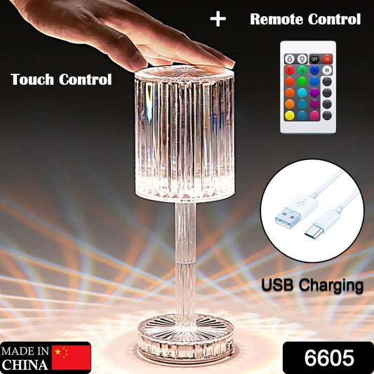 Crystal Table Lamp , Touch Control Atmosphere Nightstand Lamp With USB Charging Line - infinityexculsivestore.com