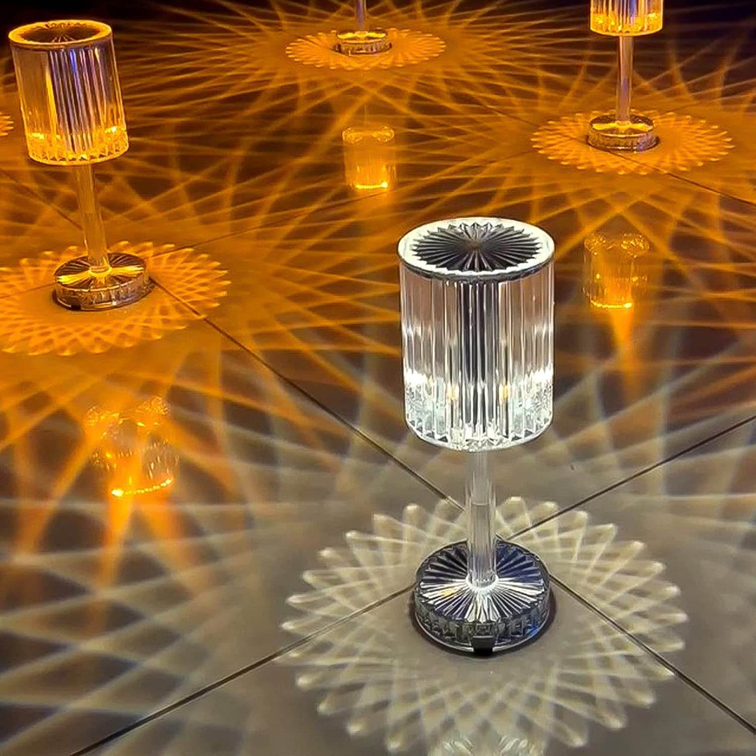Crystal Table Lamp , Touch Control Atmosphere Nightstand Lamp With USB Charging Line - infinityexculsivestore.com