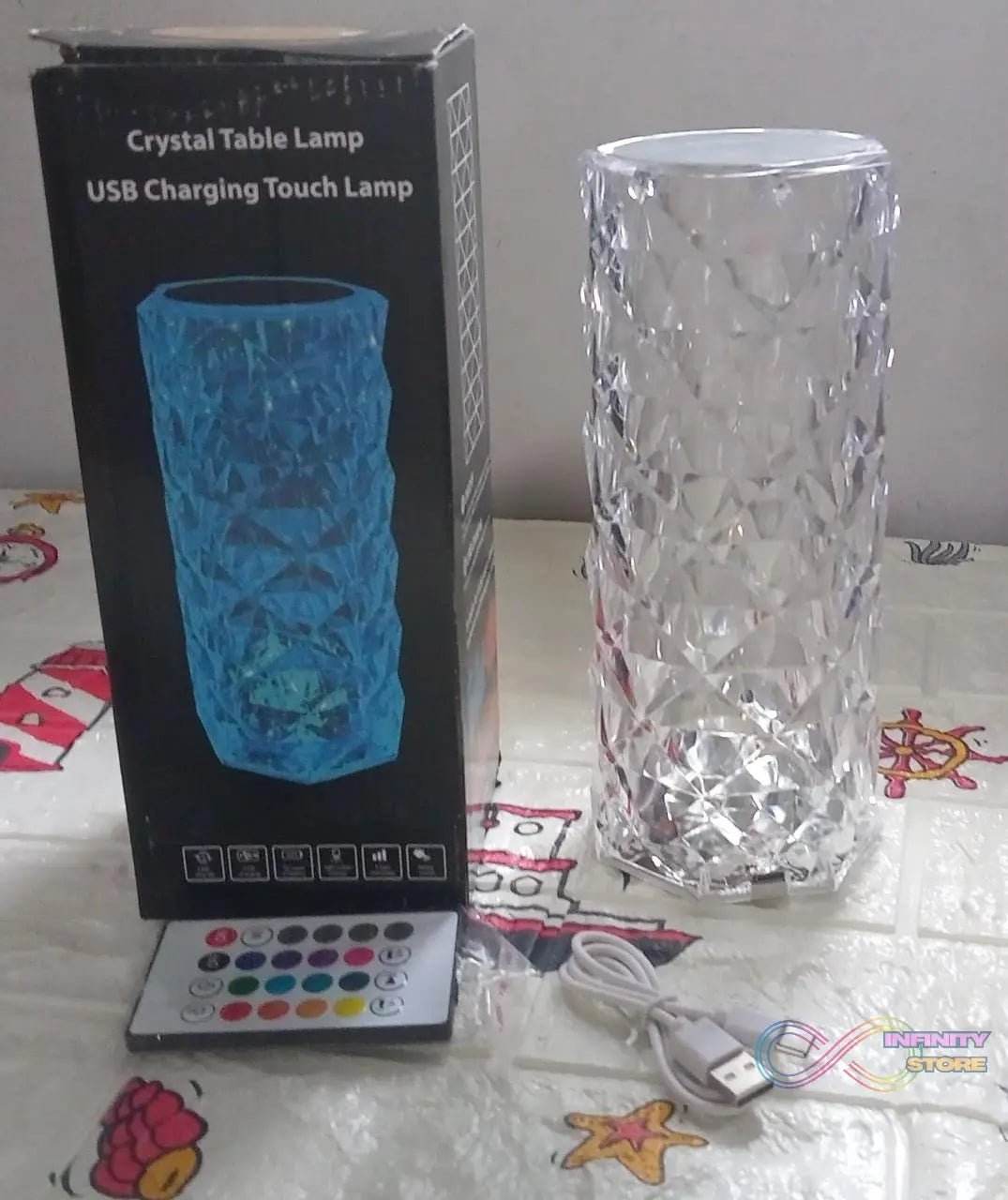 Crystal Touch Night Light (16 Colors) - Rose Diamond Table Lamp with Remote Control, USB Table Lamp, Romantic Date Lighting Decor for Festival, Bedroom, Dining Room - infinityexculsivestore.com