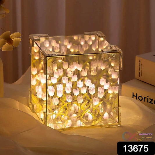 Cube Tulip Night Lamp | Led Decorative Nights Lamp (Multicolor & Design / 1 Set) - infinityexculsivestore.com