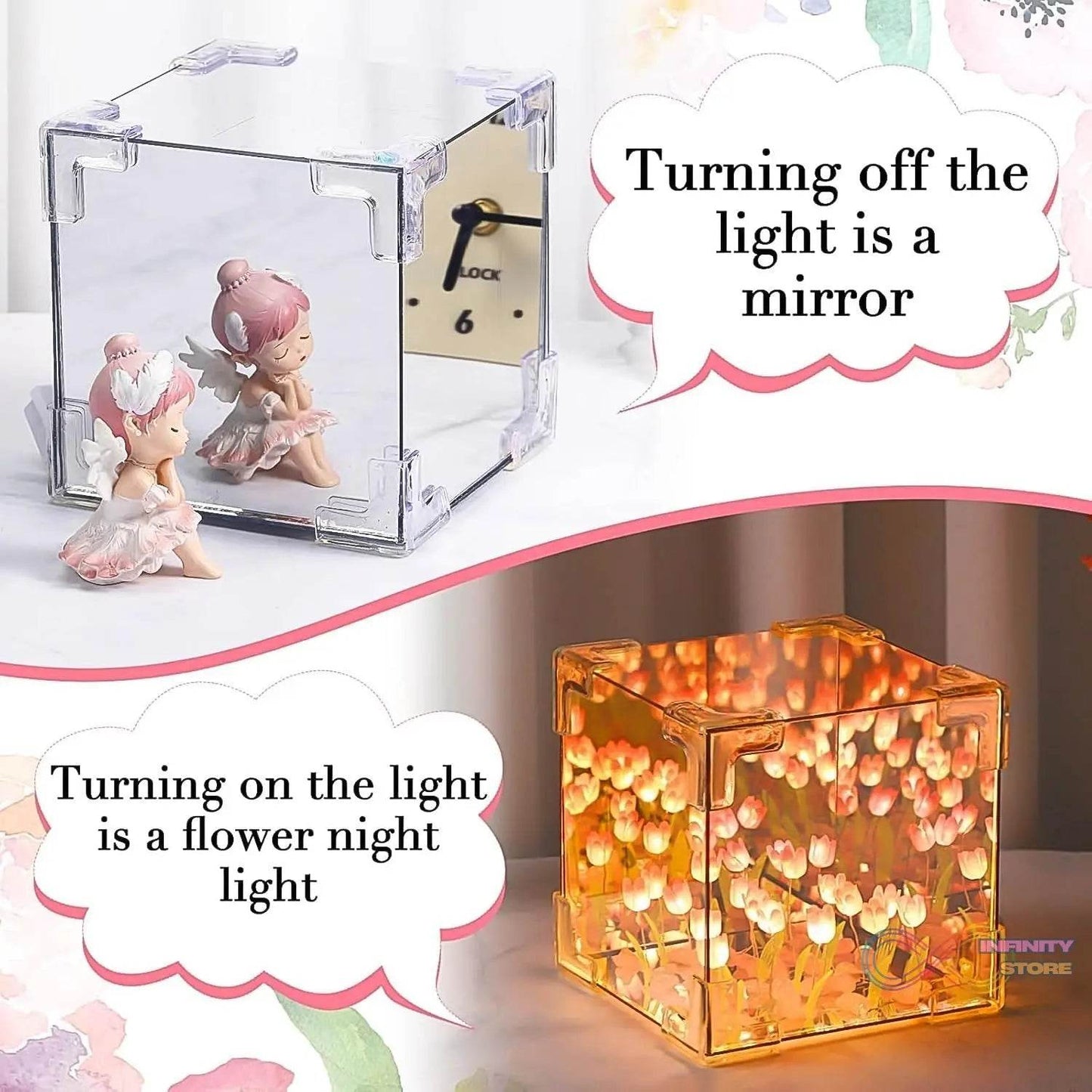 Cube Tulip Night Lamp | Led Decorative Nights Lamp (Multicolor & Design / 1 Set) - infinityexculsivestore.com