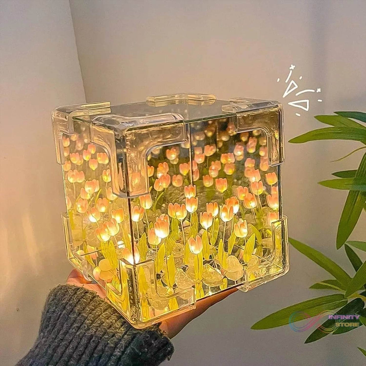 Cube Tulip Night Lamp | Led Decorative Nights Lamp (Multicolor & Design / 1 Set) - infinityexculsivestore.com