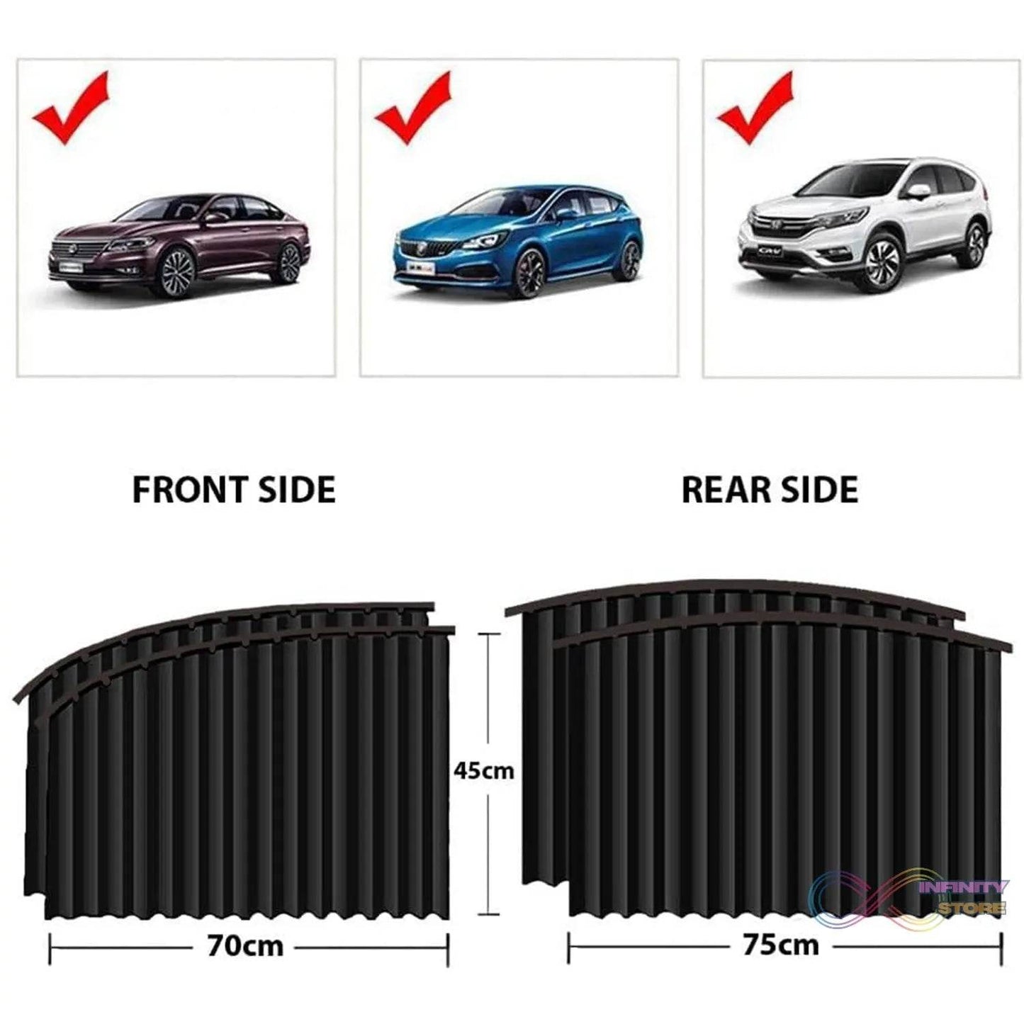 Curtain for Car Window | Heat & Sunshade Protection (4 Pcs With Curtain Hook & Adhesive Tap Set)q - infinityexculsivestore.com