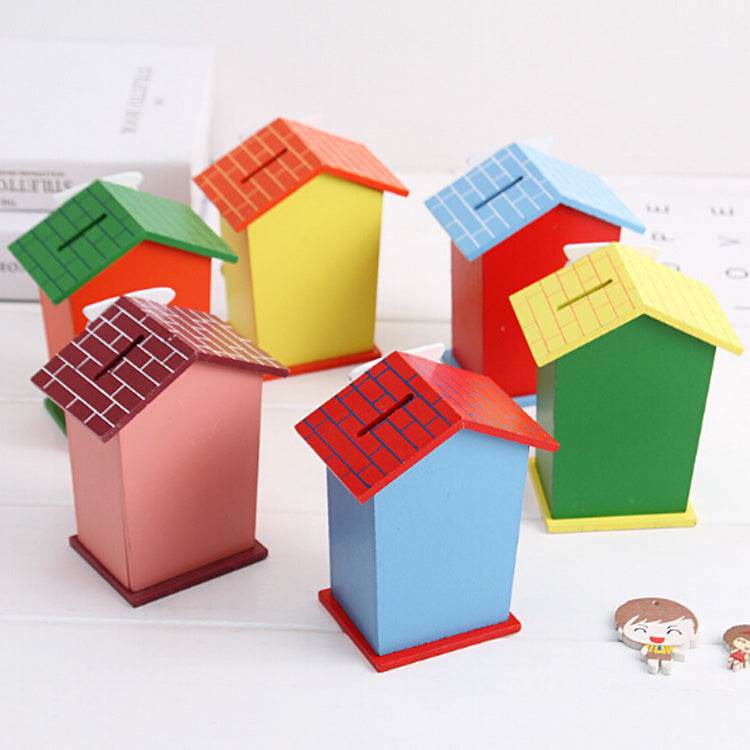 Cute Cartoon House Shaped Lovely Wooden Piggy Bank Money Bank - infinityexculsivestore.com