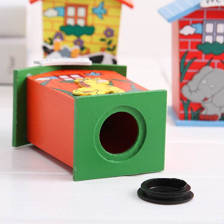 Cute Cartoon House Shaped Lovely Wooden Piggy Bank Money Bank - infinityexculsivestore.com