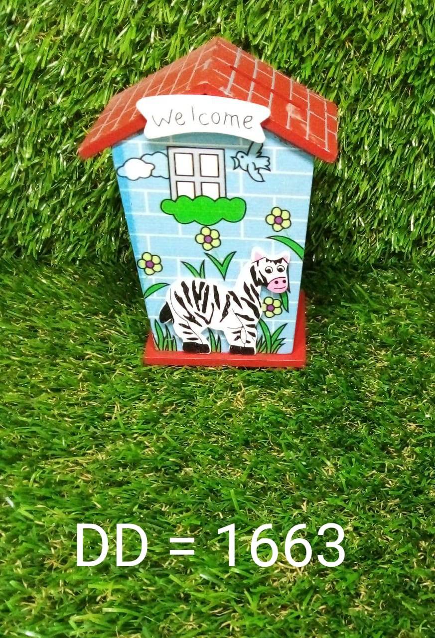 Cute Cartoon House Shaped Lovely Wooden Piggy Bank Money Bank - infinityexculsivestore.com