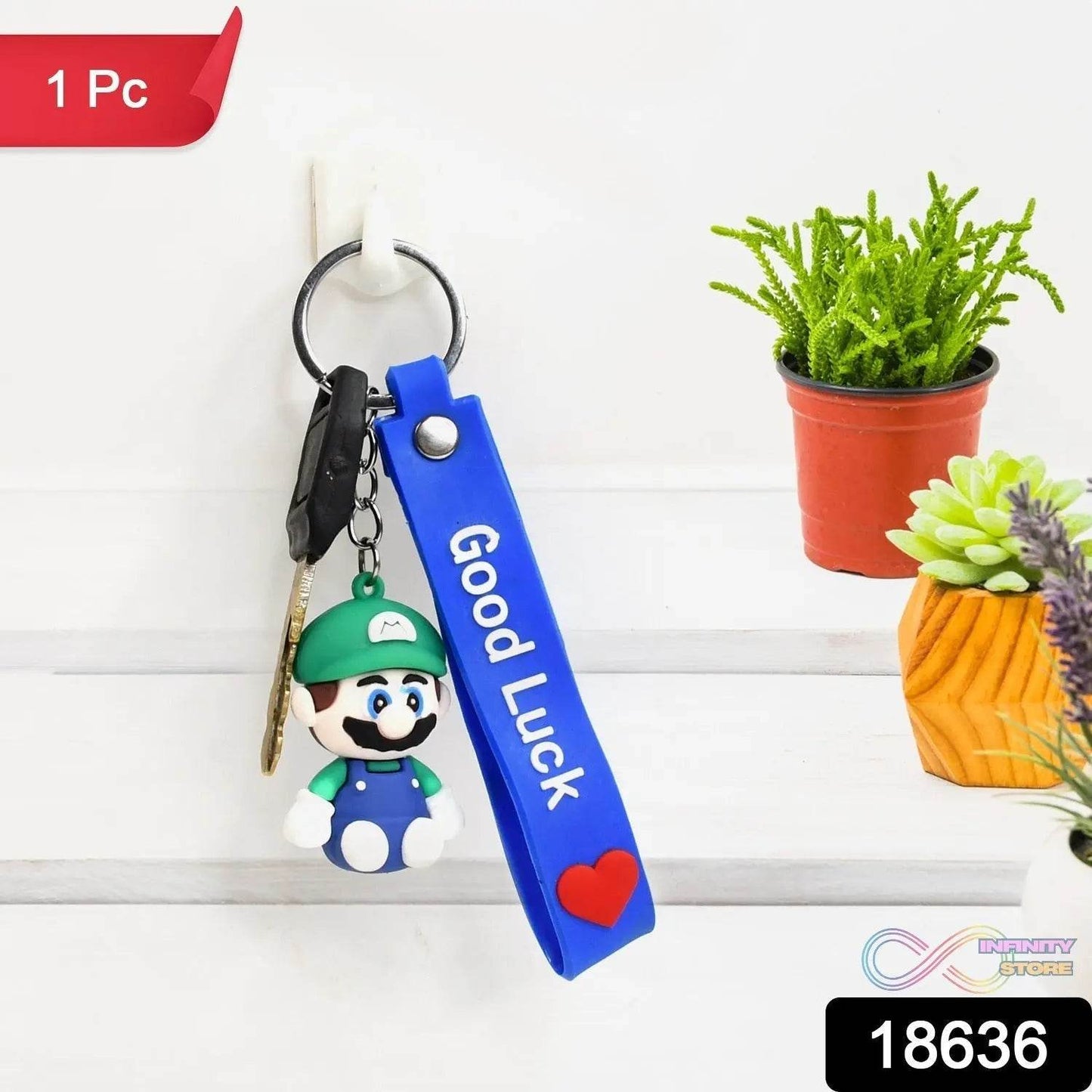 Cute Cartoon Silicone 3D Key Chain with Metal Hook & Strap (Pack of 1) - infinityexculsivestore.com