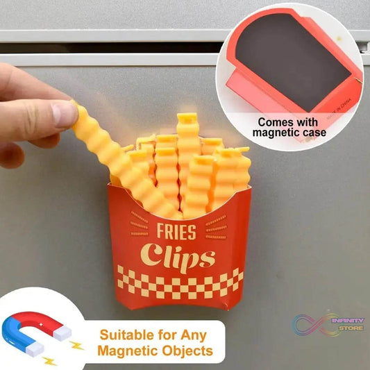 Cute French-Fries-Shaped Bag Clips With in a Magnetic Box (12 Pcs Set) - infinityexculsivestore.com