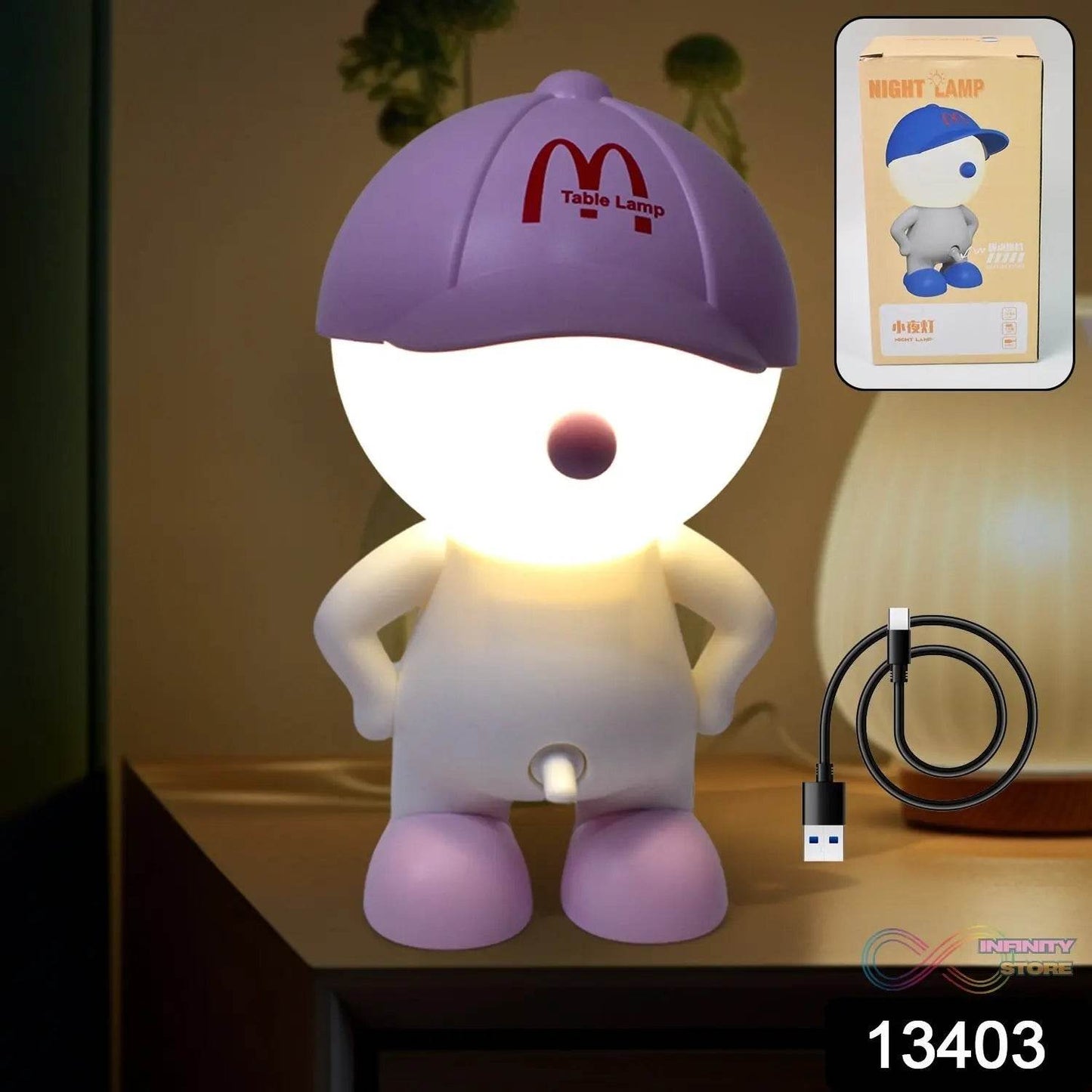 Cute Lovely Cartoon Design LED Desk Night Light With Plastic Head Cap (1 Pc) - infinityexculsivestore.com