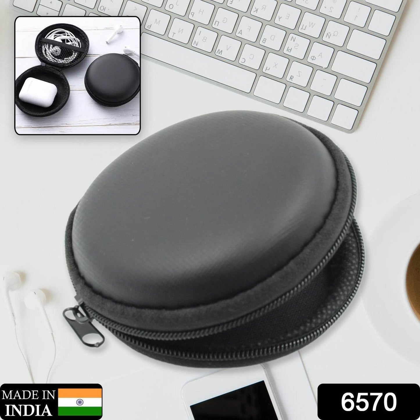 Cute Round Earphone Carrying Case - Multi-Use Pocket Pouch for Headphones, Cables, Coins, Airpods & More - infinityexculsivestore.com