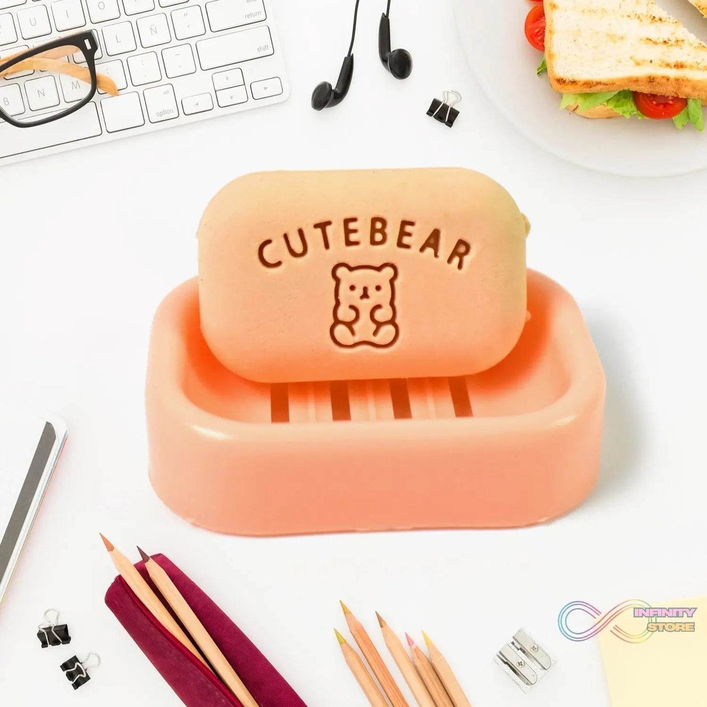 Cute Soap Shaped Erasers With Plastic Case (1 Pc / With Case) - infinityexculsivestore.com