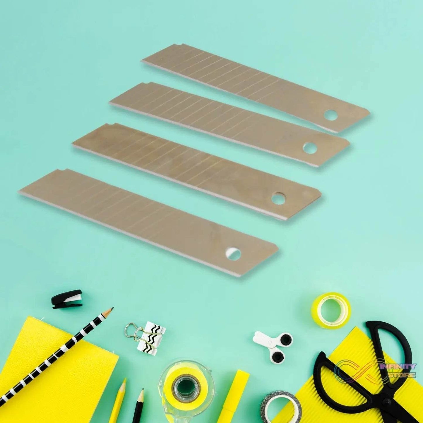 Cutter Knife Set with 4 Replacement Blades (1 Set) - infinityexculsivestore.com