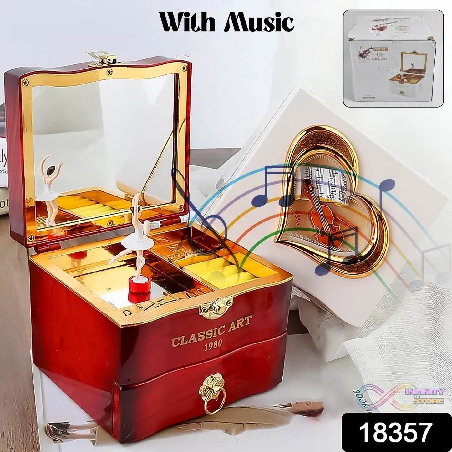 Dancer Ballerina Piano Music Box Hand Crank Music Plastic Box Gift (1 Pc) - infinityexculsivestore.com