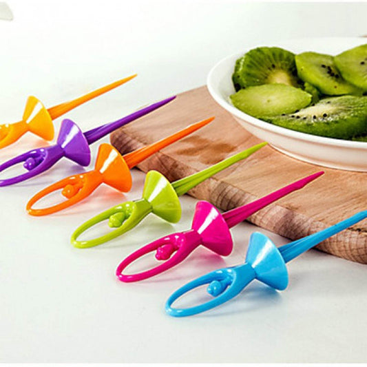 Dancing Doll Fruit Fork Cutlery Set with Stand Set of 6. - infinityexculsivestore.com