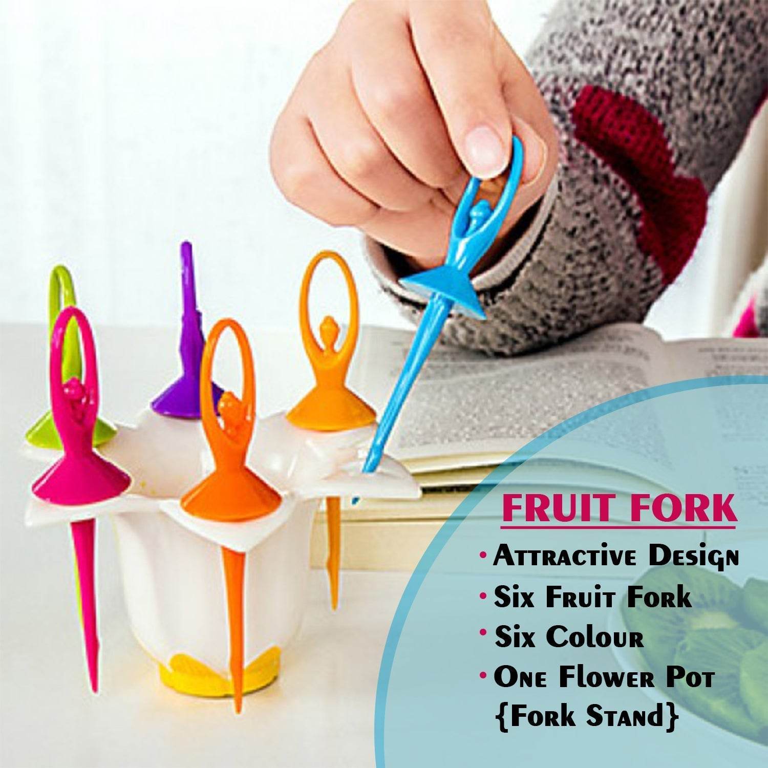 Dancing Doll Fruit Fork Cutlery Set with Stand Set of 6. - infinityexculsivestore.com