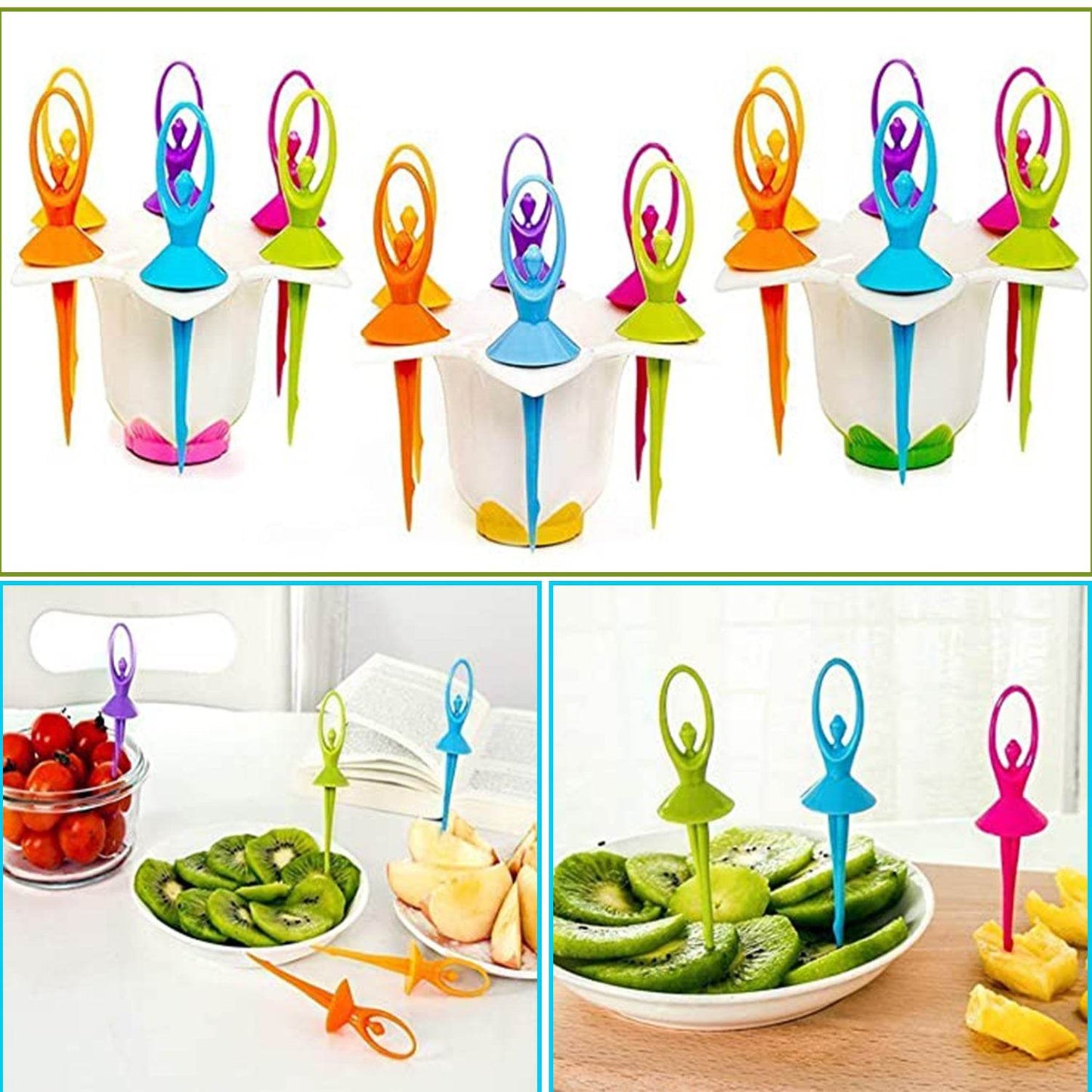 Dancing Doll Fruit Fork Cutlery Set with Stand Set of 6. - infinityexculsivestore.com