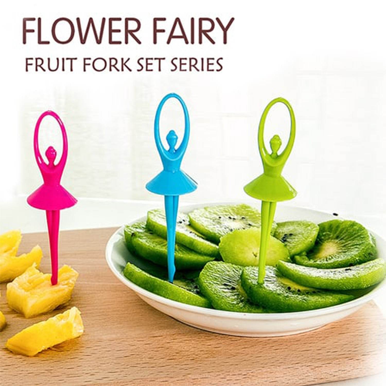 Dancing Doll Fruit Fork Cutlery Set with Stand Set of 6. - infinityexculsivestore.com