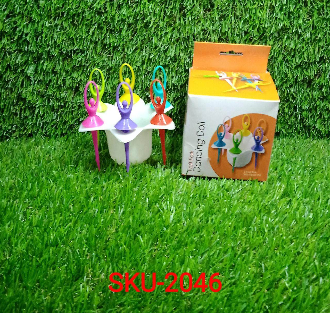 Dancing Doll Fruit Fork Cutlery Set with Stand Set of 6. - infinityexculsivestore.com