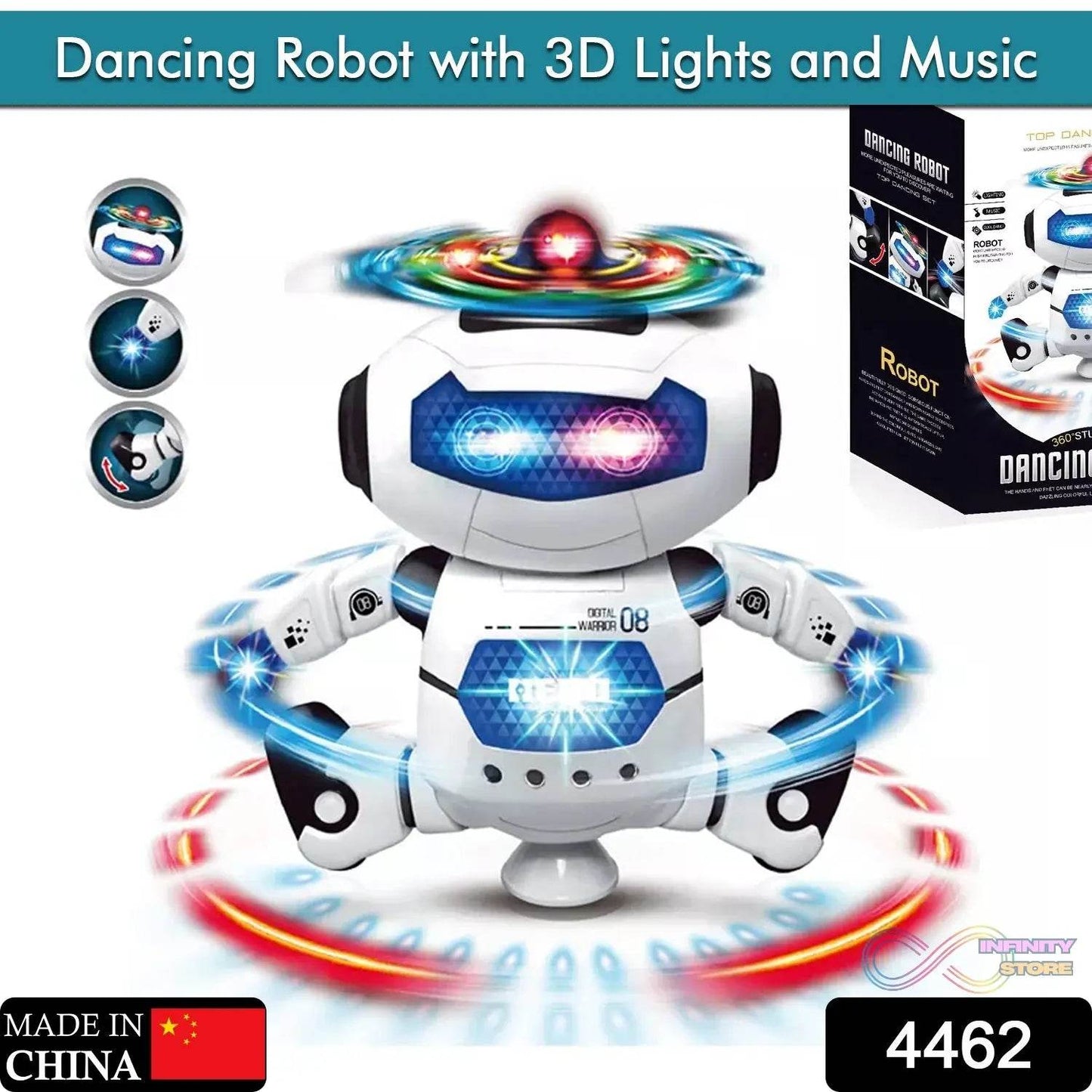 Dancing Robot with 3D Lights and Music. - infinityexculsivestore.com