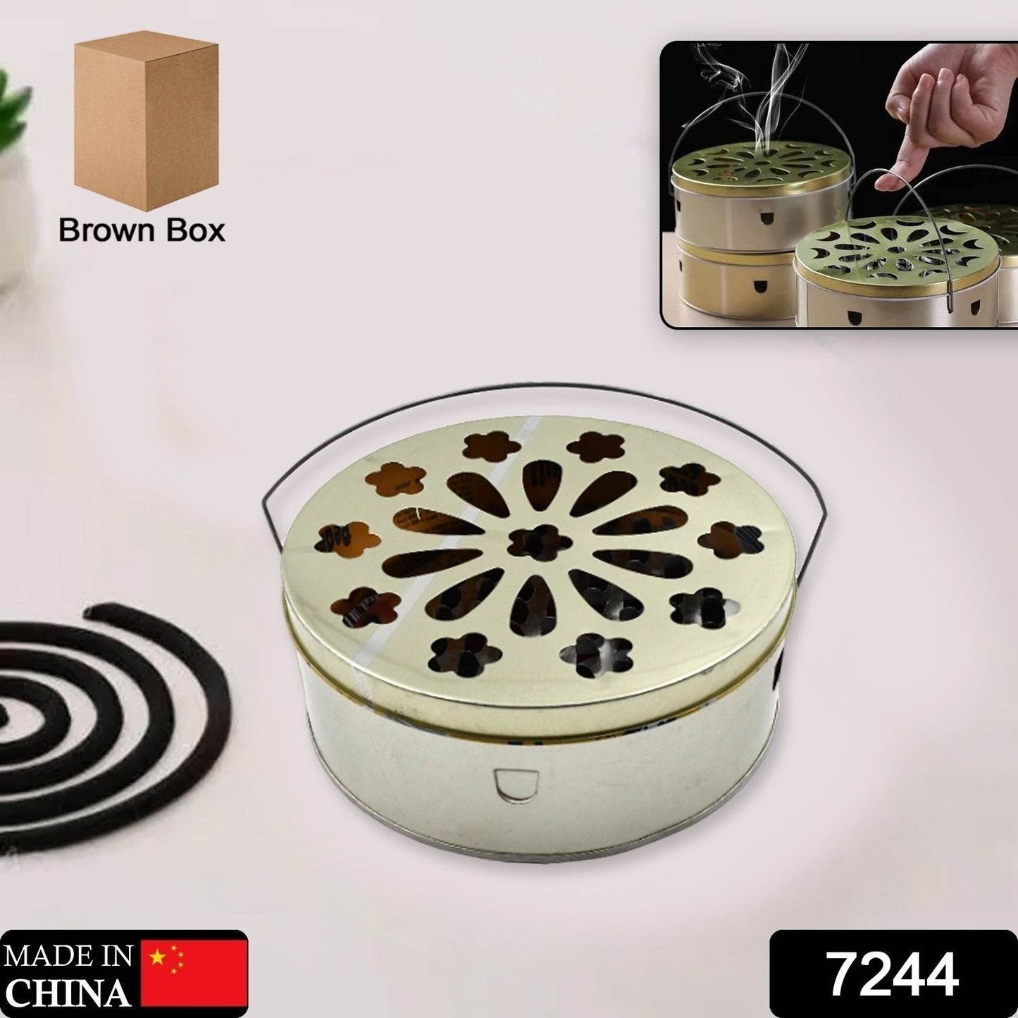 Decorative Mosquito Coil Holder Mosquito Coil Container, Incense Holder Safe Burning Coil Tray for Home Patio Pool Side Outdoor, Metal Tray - infinityexculsivestore.com