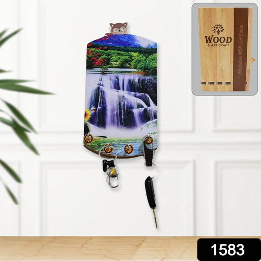 Decorative Wooden Vertical Scenery with Hooks for Wall Hanging - infinityexculsivestore.com