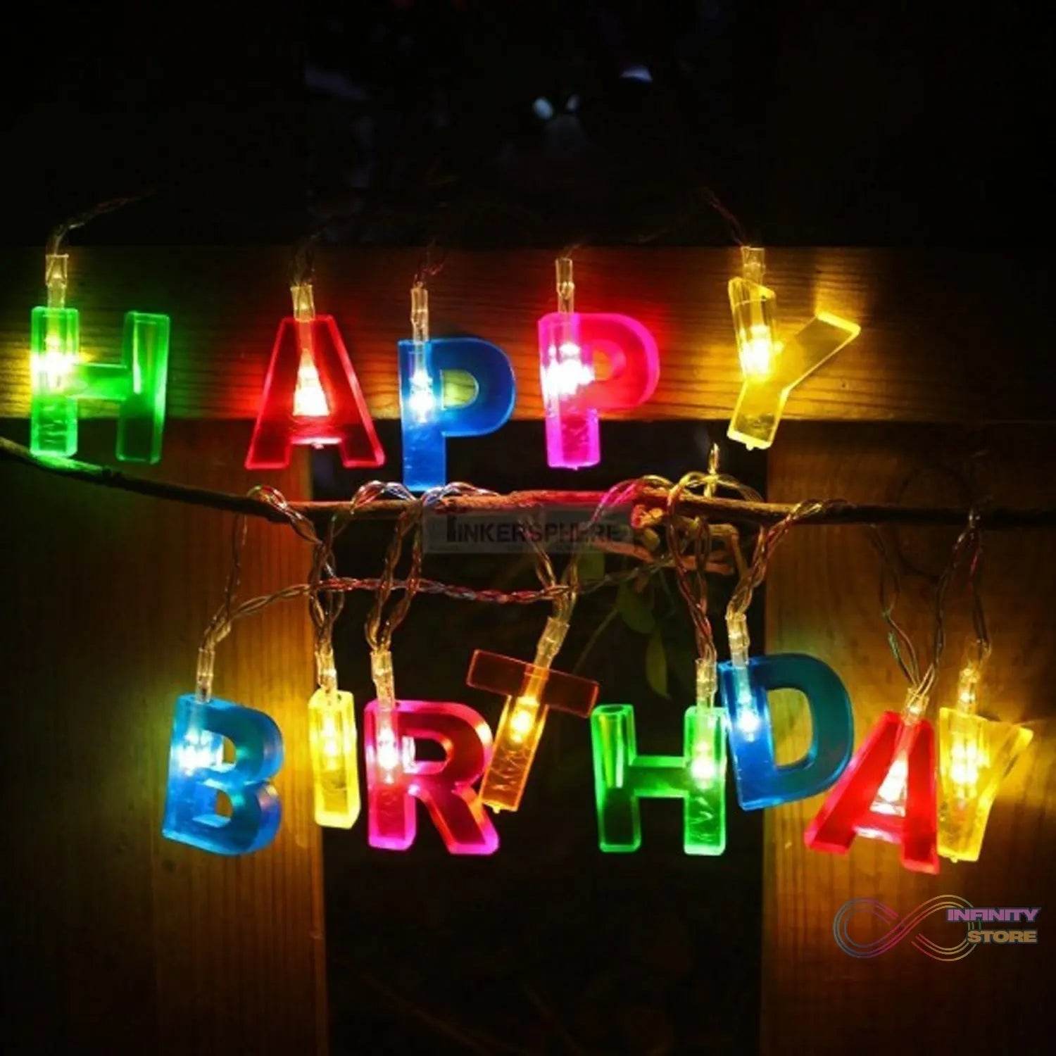 Decoratives Plastic Happy Birthday 13 LED Letter Battery Operated String Lights, Outdoor String Lights (Multicolour) - infinityexculsivestore.com