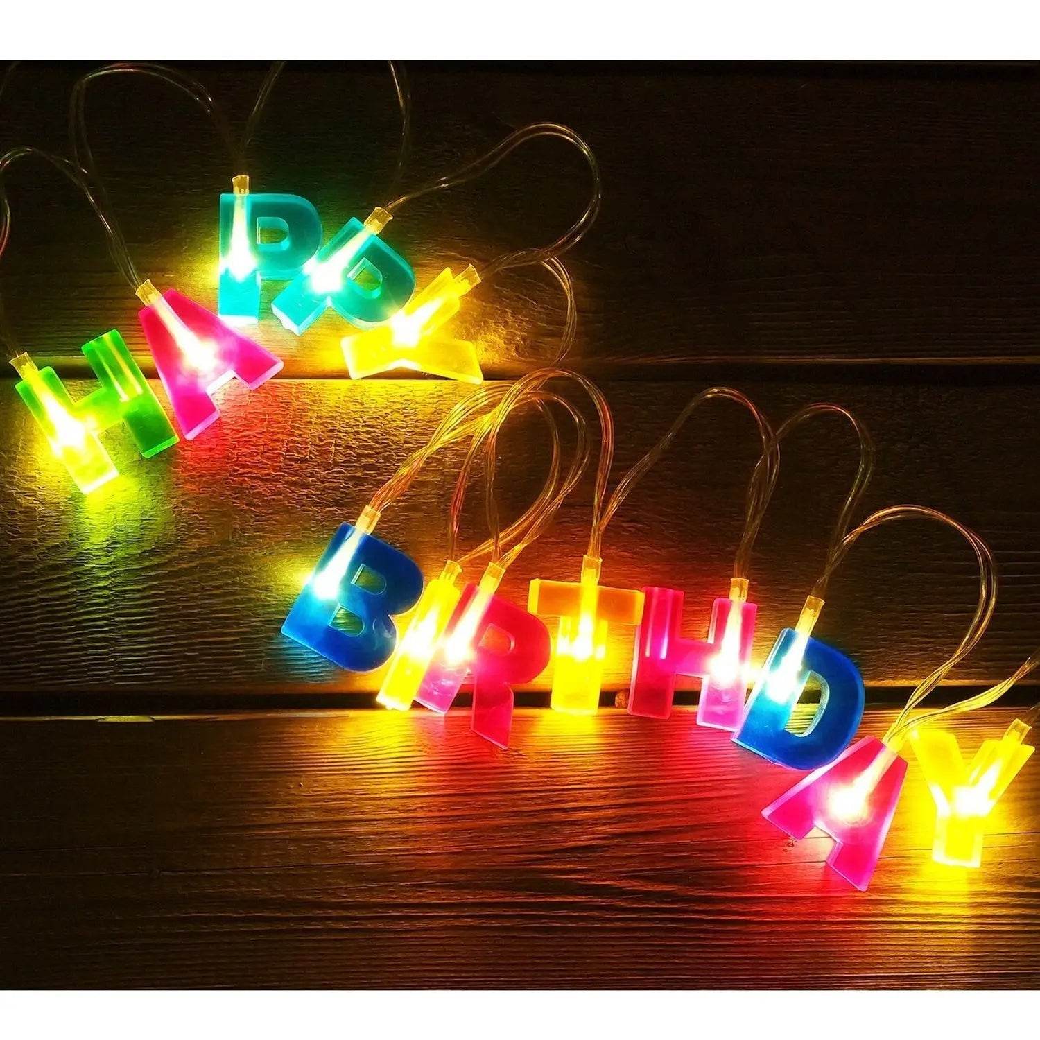 Decoratives Plastic Happy Birthday 13 LED Letter Battery Operated String Lights, Outdoor String Lights (Multicolour) - infinityexculsivestore.com