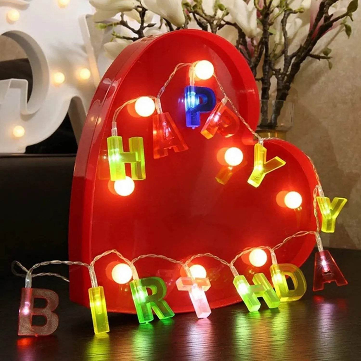 Decoratives Plastic Happy Birthday 13 LED Letter Battery Operated String Lights, Outdoor String Lights (Multicolour) - infinityexculsivestore.com