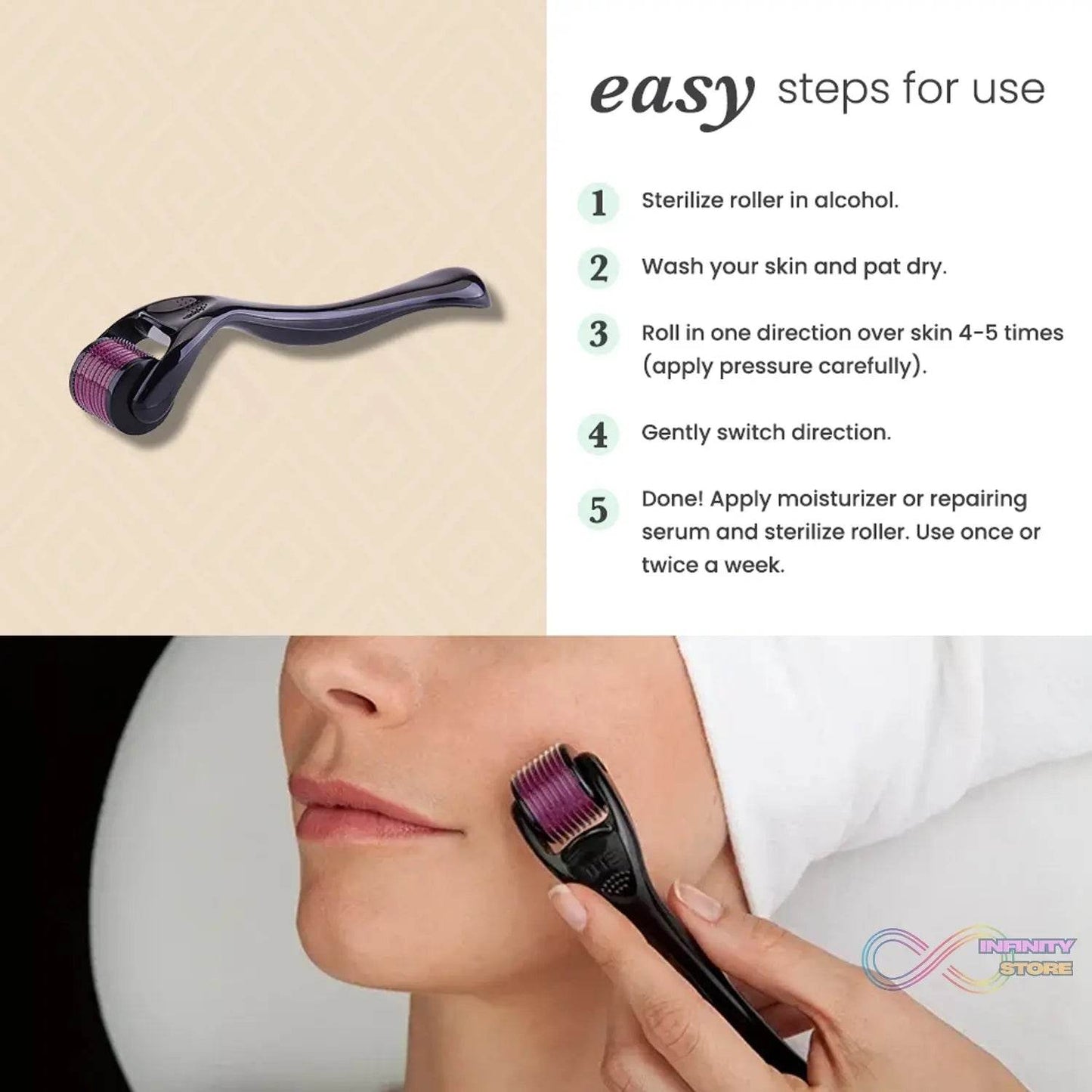 Derma Roller Anti Ageing and Facial Scrubs & Polishes Scar Removal Hair Regrowth (1mm) - infinityexculsivestore.com