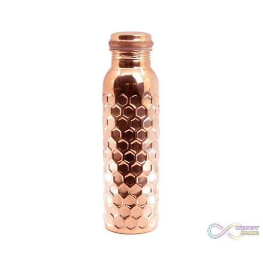 Diamond Cut Copper Water Bottle 2 Glasses with Gift Box (3 Pcs Set) - infinityexculsivestore.com