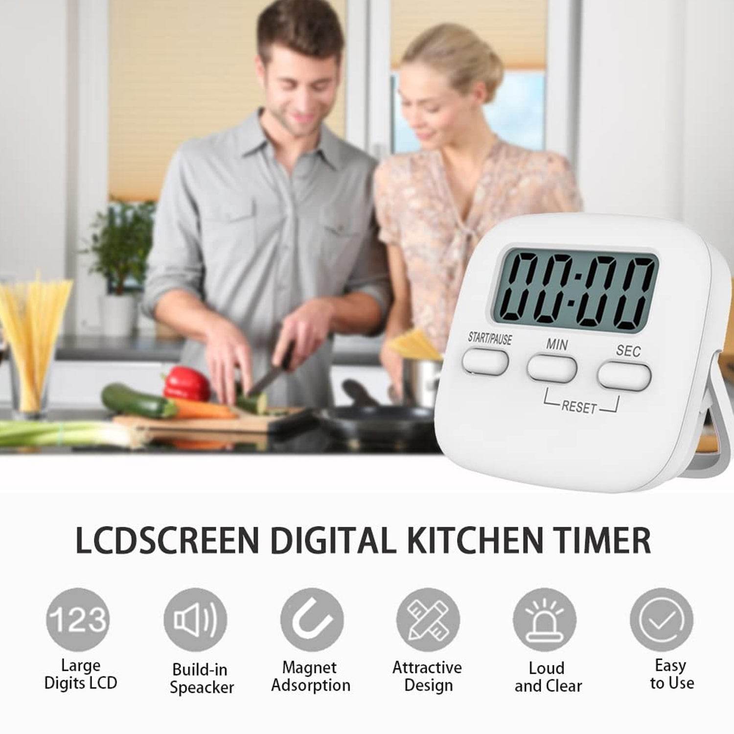 Digital Kitchen Timer with Alarm | Stop Watch Timer for Kitchen | Kitchen Timer with Magnetic Stand |Timer Clock for Study - infinityexculsivestore.com