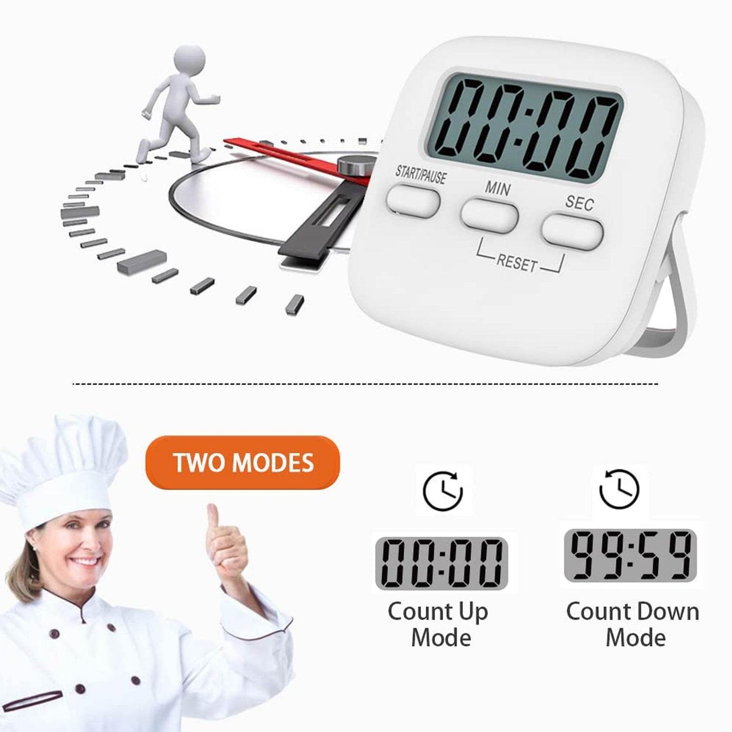 Digital Kitchen Timer with Alarm | Stop Watch Timer for Kitchen | Kitchen Timer with Magnetic Stand |Timer Clock for Study - infinityexculsivestore.com