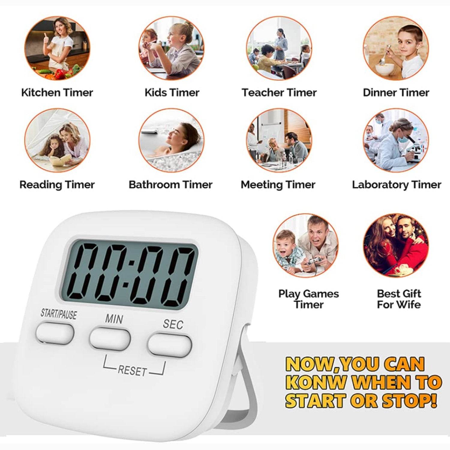 Digital Kitchen Timer with Alarm | Stop Watch Timer for Kitchen | Kitchen Timer with Magnetic Stand |Timer Clock for Study - infinityexculsivestore.com