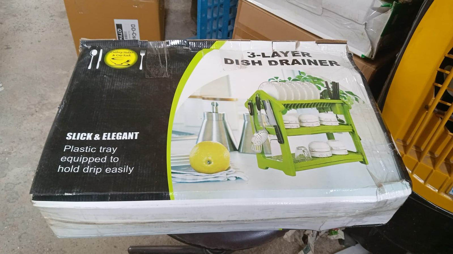 Dish Rack for Kitchen 3 Layer Dish Drainer Rack Stainless Steel Crockery Holder Cutlery Plate Holder Glass Utensils Storage Organize - infinityexculsivestore.com