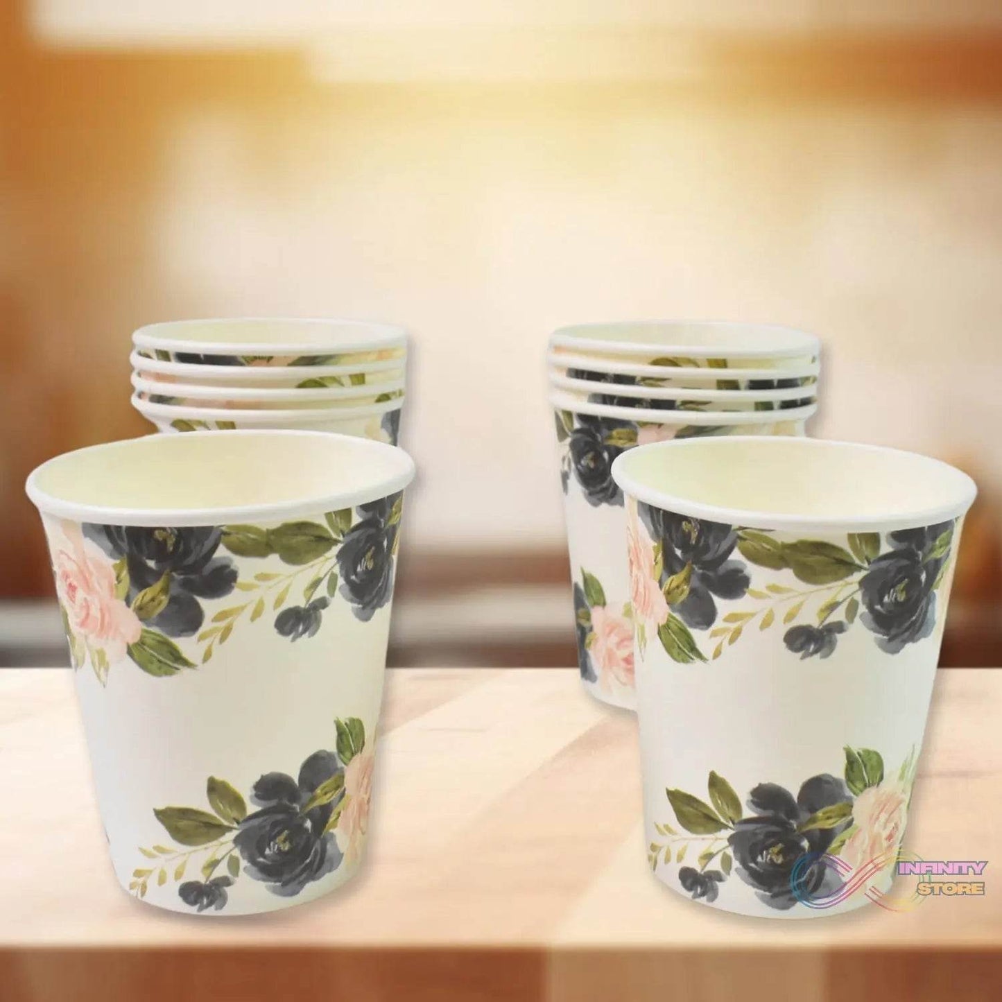 Disposable Paper Cups, Disposable Tea, Coffee Cups (10 Pcs Set / Mix Color & Design) - infinityexculsivestore.com