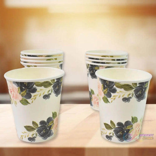 Disposable Paper Cups, Disposable Tea, Coffee Cups (10 Pcs Set / Mix Color & Design) - infinityexculsivestore.com