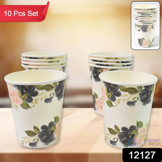 Disposable Paper Cups, Disposable Tea, Coffee Cups (10 Pcs Set / Mix Color & Design) - infinityexculsivestore.com