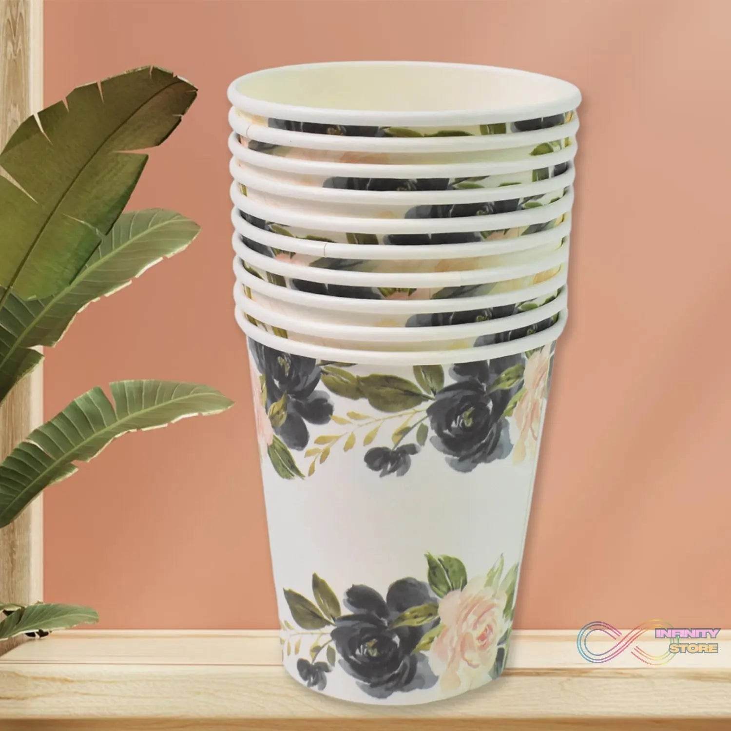 Disposable Paper Cups, Disposable Tea, Coffee Cups (10 Pcs Set / Mix Color & Design) - infinityexculsivestore.com