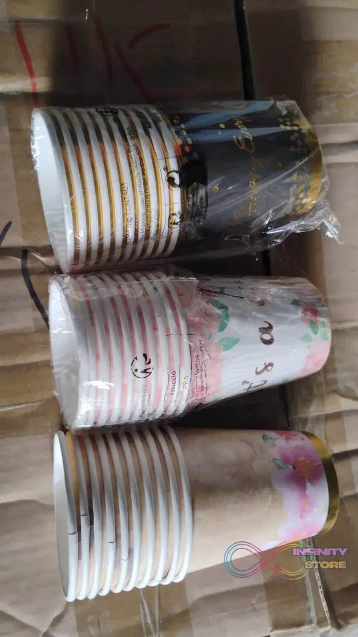 Disposable Paper Cups, Disposable Tea, Coffee Cups (10 Pcs Set / Mix Color & Design) - infinityexculsivestore.com