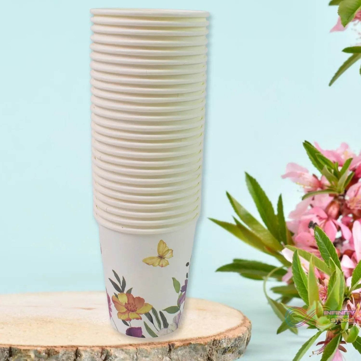 Disposable Paper Cups, Disposable Tea, Coffee Cups (24 Pcs Set / Mix Color & Design) - infinityexculsivestore.com
