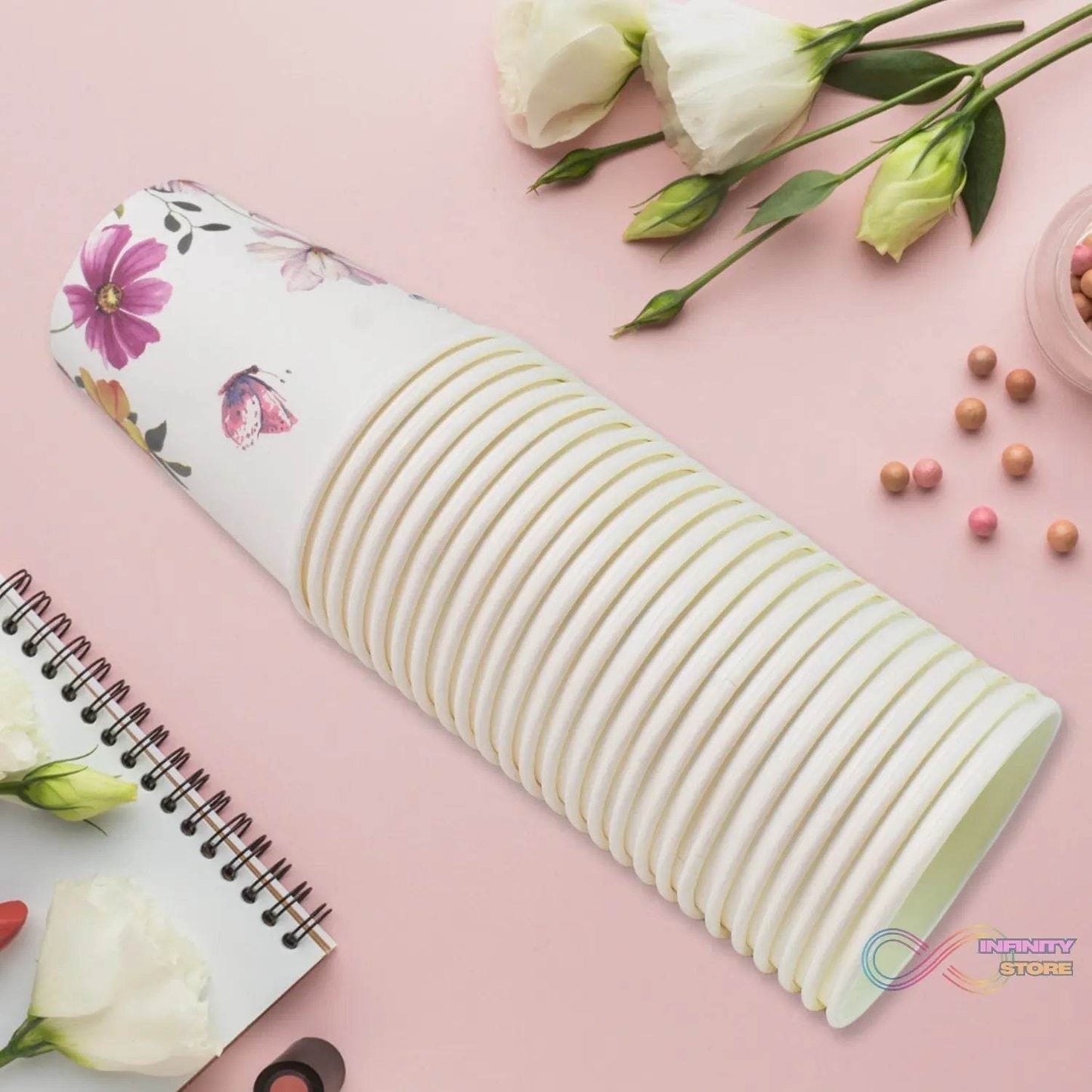 Disposable Paper Cups, Disposable Tea, Coffee Cups (24 Pcs Set / Mix Color & Design) - infinityexculsivestore.com