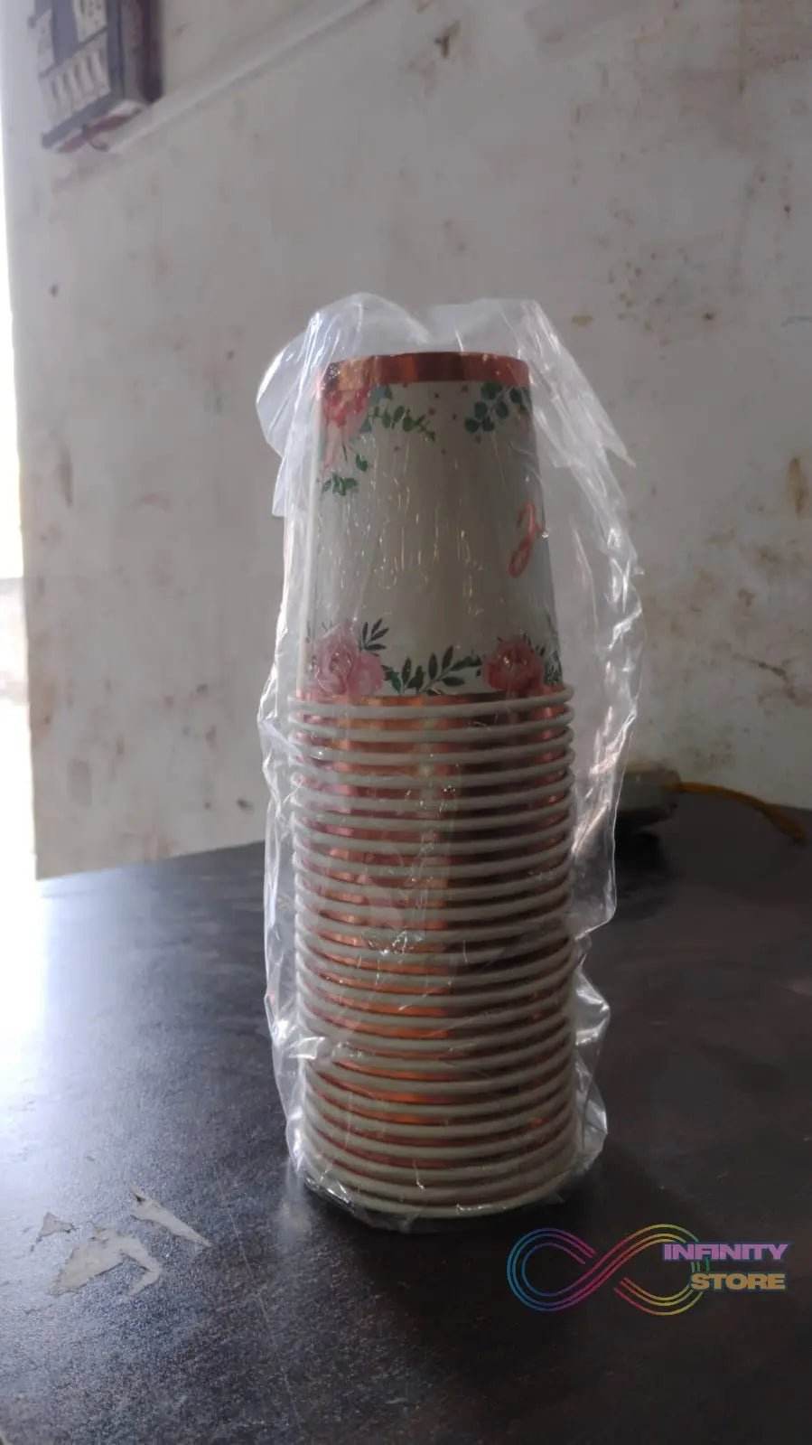 Disposable Paper Cups, Disposable Tea, Coffee Cups (24 Pcs Set / Mix Color & Design) - infinityexculsivestore.com