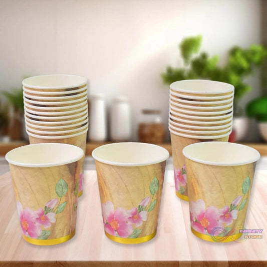 Disposable Paper Cups, Disposable Tea, Coffee Cups (24 Pcs Set / Mix Color & Design) - infinityexculsivestore.com