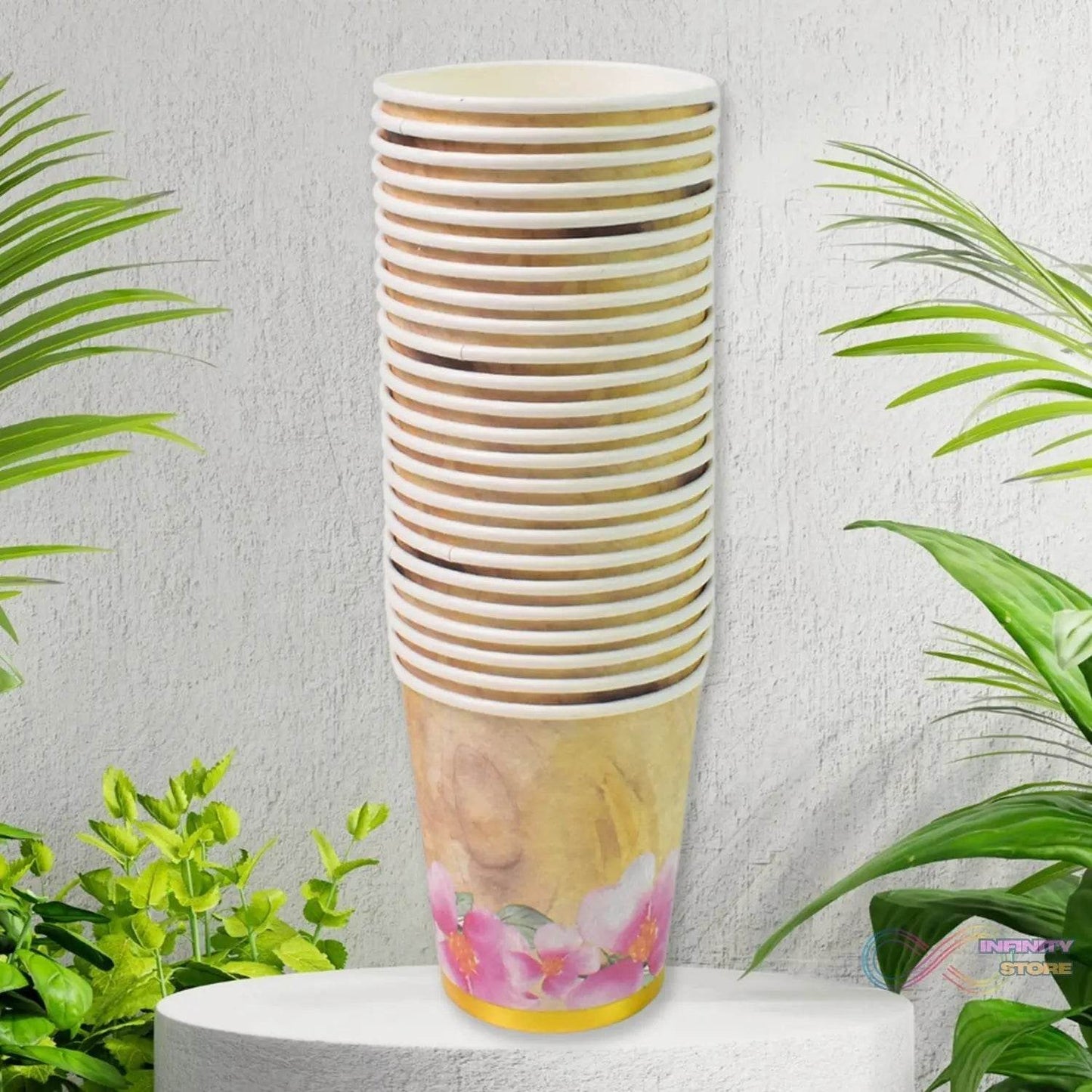 Disposable Paper Cups, Disposable Tea, Coffee Cups (24 Pcs Set / Mix Color & Design) - infinityexculsivestore.com