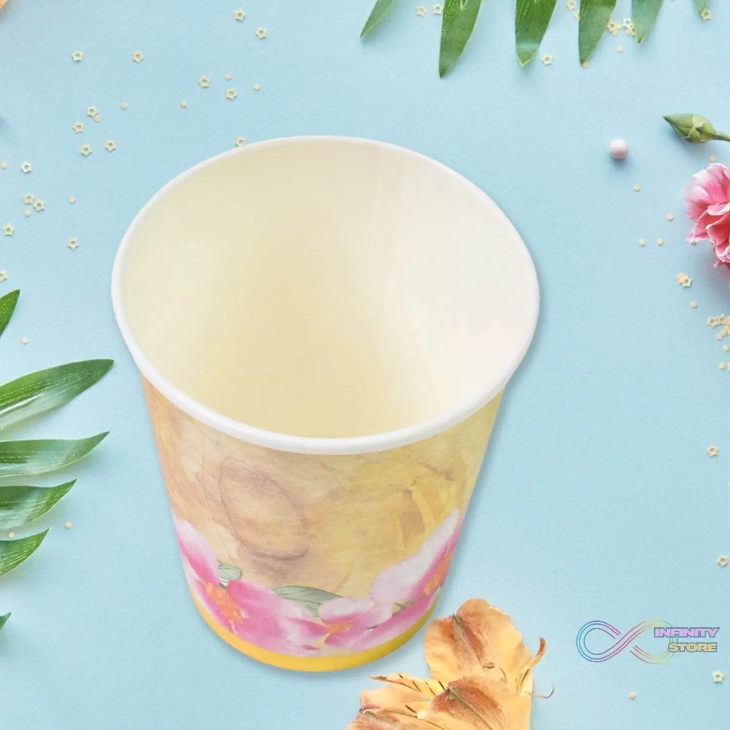 Disposable Paper Cups, Disposable Tea, Coffee Cups (24 Pcs Set / Mix Color & Design) - infinityexculsivestore.com